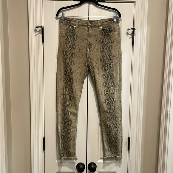 Zara | Jeans | Zara Snake Print Jeans Beige And Black | Poshmark